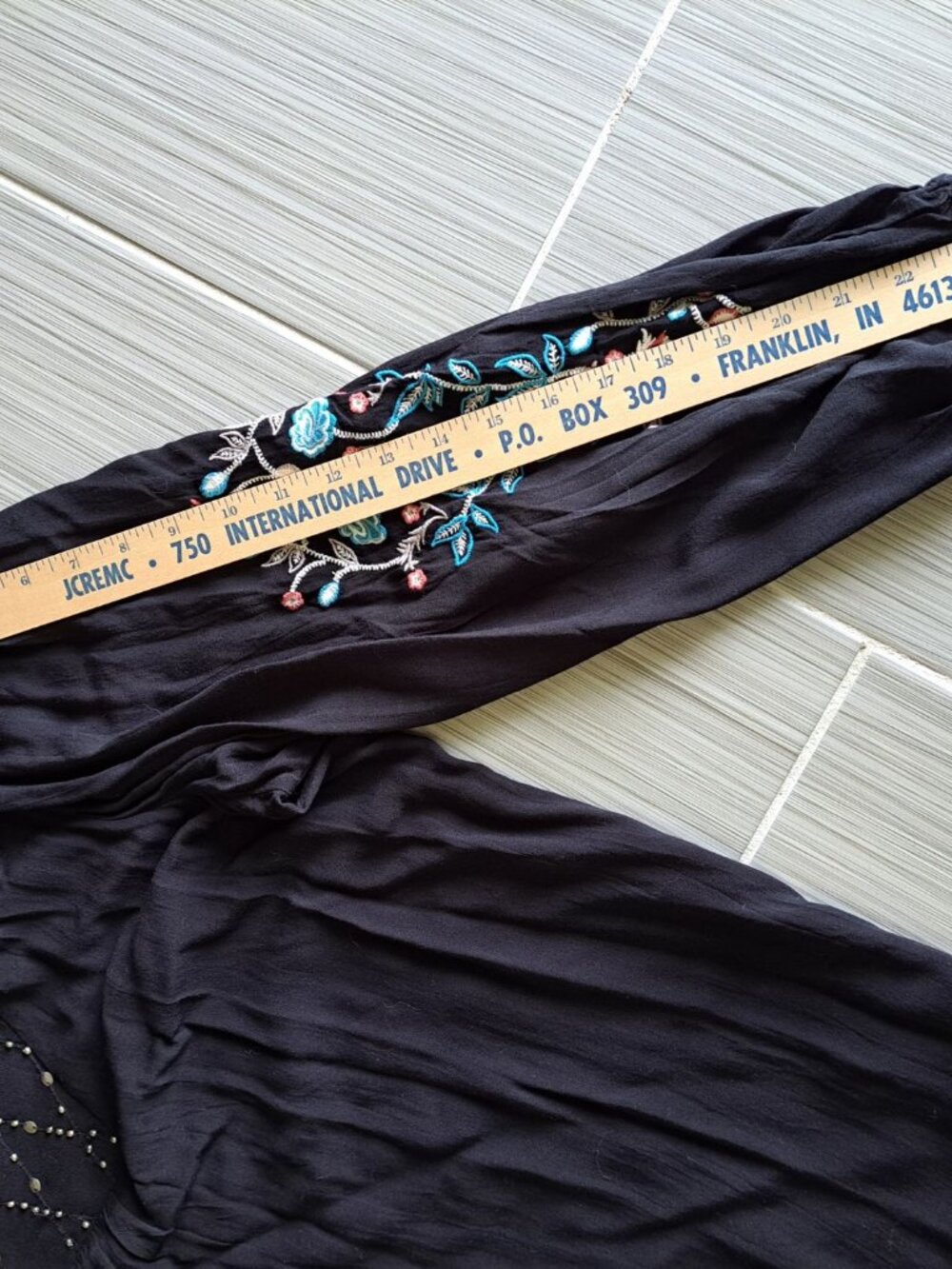 NEW 3XL Black Embroidered Peasant Top Beaded Tassel Tie Neckline Womens Plus - Picture 13 of 13